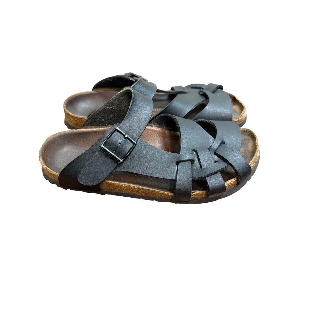 Birkenstock Pisa Black Strappy Cork Footbed Slide Sandals Women 38 L7 M5